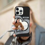 Personalisierte Leder Herz Foto Telefon Fall für iPhone mit Namen Geburtstag Geschenk für Tierliebhaber