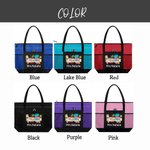Personalized Colorful Apple Ruler Design Teacher Oxford Large Tote Bag with Name Back to School Appreciation Gift for Teacher