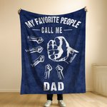 Personalized My Favorite People Fist Bump Soft Blanket with 1-16 Names Birthday Father's Day Gift for Dad Grandpa
