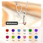 Personalisierte Stethoskop Halskette mit Herz Birthstone Medical Student Graduierung Anerkennung Geschenk für Arzt Krankenschwester
