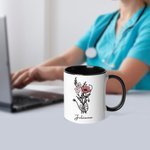 Personalisierte Stethescope Geburt Blume Bogen Bouquet 11oz Kaffeebecher mit Namen Krankenschwester Dankeschön Geschenk für Krankenschwester Arzt