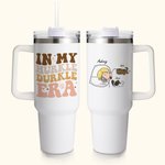Personalized Stay in Bed with Pet In My Hurkle Durkle Era Large Capacity 40oz Tumbler with Handle Lid and Straw Funny Birthday Gift for Pet Lover