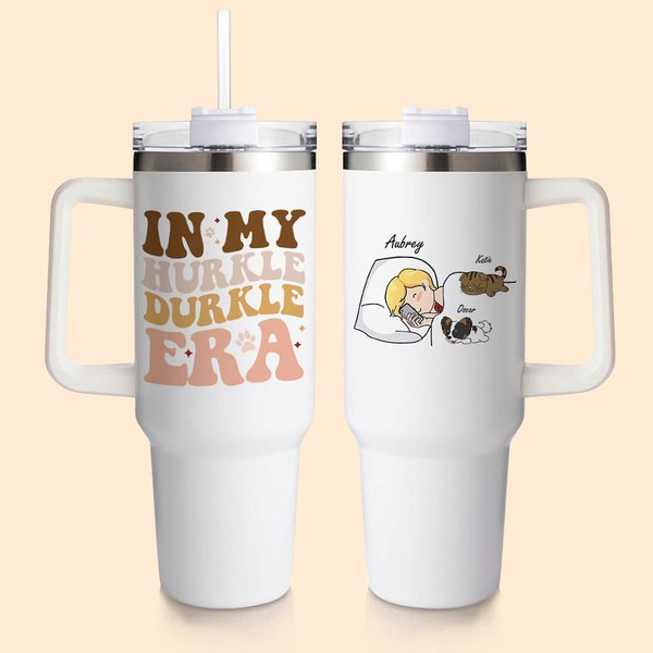 Gobelet Personnalisé Nom et Dessin Animal Tumbler Grande Capacité 1130ml avec Anse et Paille Cadeau Anniversaire pour Amoureux d'Animal de Compagnie