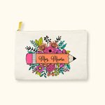 Personalized Flower Pencil Design Canvas Pencil Bag with Name Thanksgiving Teacher's Day Appreciation Gift for Teacher