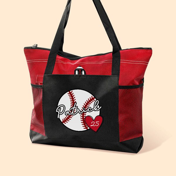 Personalised Basketball Softball Baseball Large Capacity Tote Bag with Name Birthday Game Day Gift for Sports Lovers