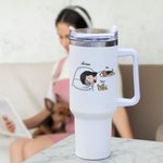 Personalized Stay in Bed with Pet In My Hurkle Durkle Era Large Capacity 40oz Tumbler with Handle Lid and Straw Funny Birthday Gift for Pet Lover