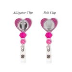 Personalisierte Hot Pink Doll Beaded Glitter Heart Acryl einziehbare Badge Reel mit Namen Geburtstag Krankenschwester Woche Geschenk für Krankenschwes