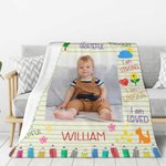 Personalized Colourful Pencil Drawing Self Affirmation Soft Blanket with Photo and Name Children's Day Birthday Inspirational Gift for Kid
