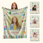 Personalized Colourful Pencil Drawing Self Affirmation Soft Blanket with Photo and Name Children's Day Birthday Inspirational Gift for Kid