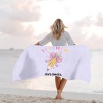 Personalisierte überdimensionale Mikrofaser schnell trocken Bleistift Bow-Knoten Strandtuch mit Namen Sommerurlaub Zubehör Dankbarkeit Geschenk für Le