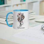 Personalisierte Stethescope Geburt Blume Bogen Bouquet 11oz Kaffeebecher mit Namen Krankenschwester Dankeschön Geschenk für Krankenschwester Arzt