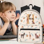 Personalizzato Animali della giungla Carino Giraffa Zebra Tigre Zaino scolastico per bambini impermeabile con nome e iniziali Regalo di compleanno per