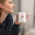 Personalized Pencil Coquette Bow 11oz Ceramic Mug with Name Appreciation Back to School Gift for Teacher