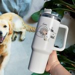 Personalized Stay in Bed with Pet In My Hurkle Durkle Era Large Capacity 40oz Tumbler with Handle Lid and Straw Funny Birthday Gift for Pet Lover