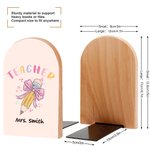 Henkilökohtainen 1 pari Pencil Coquette Bow Heavy Duty Wood Bookends kanssa nimi takaisin kouluun arvostus lahja opettajalle