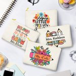 Personalized Flower Pencil Design Canvas Pencil Bag with Name Thanksgiving Teacher's Day Appreciation Gift for Teacher