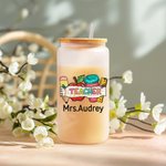 Personalized Cute Pencil Apple Ruler 20oz Glass Cup with Name Straw Teacher's Day Appreciation Gift for Teacher