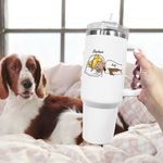 Personalized Stay in Bed with Pet In My Hurkle Durkle Era Large Capacity 40oz Tumbler with Handle Lid and Straw Funny Birthday Gift for Pet Lover