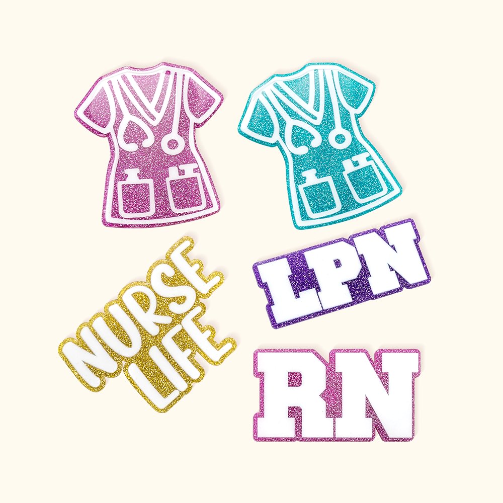 Bouton Pailleté en Acrylique pour Sac Bogg Personnalisé avec Titre du Poste Cadeau de Remerciement Semaine de l'Infirmière pour Personnel Médical