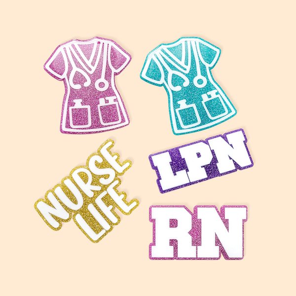 Personalized Glitter Nurse Uniform Acrylic Button Charm Accessory for Bogg Nurse Week Thank You Gift for Medical Staff