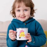 Personalized Cute Bow Pencil 11oz Kid Enamel Mug with Initial & Name Back to School Gift for Boys Girls