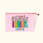 Personalisierte bunte Buch Bleistift Wildblumen Mesh Zipper Pouch Tasche mit Namen Geburtstag Lehrer Tag Anerkennung Geschenk für Lehrer