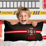 Taie d'oreiller personnalisée à rayures avec logo des pompiers et nom Cadeau de pendaison de crémaillère Cadeau de fin d'études pour les pompiers