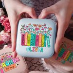 Personalisierte bunte Buch Wildblumen Schmetterling Schmuck-Box mit Namen zurück zu Schule Dankbarkeit Geschenk für Lehrer