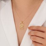 Personalizado Dainty Rectángulo Hueco Marco Inicial Colgante Collar Minimalista Joyería Aniversario Cumpleaños Regalo para Ella