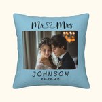 Personalised Multi-colour Photo Throw Pillow Cover with Name Wedding Valentine's Anniversary Day Gift for Couple