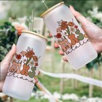 Personalisierte Vintage Blume 20oz Frau mattiertes Glas Becher mit Namen Deckel und Stroh Braut Dusche Wertschätzung Geschenk für sie