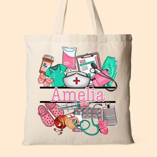 Bolsa de lona personalizada con el nombre de la enfermera Regalo de la Semana de la Enfermería para el personal médico y de enfermería