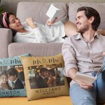 Personalised Multi-colour Photo Throw Pillow Cover with Name Wedding Valentine's Anniversary Day Gift for Couple