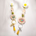 Personalisierte Blume hölzerne Perlen Name Lanyard mit Schlüsselring Dankbarkeit zurück zu Schule Geschenk für Lehrer