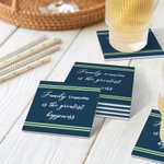 Personalisierte Multicolor Stripe Family Reunion Zitat wasserabsorbierenden Platz Keramik Untersetzer mit Text-Satz von 2 Housewarming Geschenk für Fa