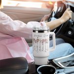 Personalisierte Multicolor Geburt Blume 40oz Becher mit Namen Deckel und Strohhalm Geburtstag Muttertag Geschenk für Mutter Oma