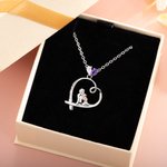 Personalized Heart Shape Mom Hold Child Two Birthstone Necklace with Engraved Text Mother's Day Gift for Her