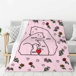 Personalisierte Herz umarmen Bären Geburt Blume Fleece weiche Decke mit 2-9 Namen Geburtstag Geschenk für Familie