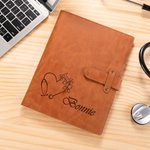 Personalised Engraved Stethoscope Birth Flower A5 Leather Notebook Cover with Name Graduation Appreciation Gift for Nurse Medical Staff Student