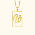 Personalizado Dainty Rectángulo Hueco Marco Inicial Colgante Collar Minimalista Joyería Aniversario Cumpleaños Regalo para Ella