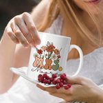 Gepersonaliseerde Retro Wildflower 11oz 15oz Keramische Mevrouw mok met naam Bruiloft Bridal Shower Waardering Gift voor haar