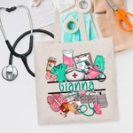 Personalized Medical-Themed Design Canvas Tote Bag with Name Appreciation Nurse Week Gift for Nurse Doctor Medical Staff