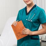 Personalised Engraved Stethoscope Birth Flower A5 Leather Notebook Cover with Name Graduation Appreciation Gift for Nurse Medical Staff Student