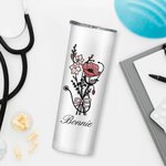 Personalisierte Geburt Blumenstrauß Stethoskop 20oz Becher mit Namen Graduierung Anerkennung Geschenk für Krankenschwester Arzt