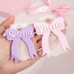 Personalized Coquette Bow Tumbler Name Tag Lid Topper for 20oz to 40oz Stanley Tumbler Cup Accessory Birthday Gift for Her