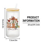 Personalisierte Vintage Blume 20oz Frau mattiertes Glas Becher mit Namen Deckel und Stroh Braut Dusche Wertschätzung Geschenk für sie