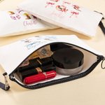 Personalised Cute Kentucky Derby Coquette Bow Women Makeup Bag with Name and Wrist Strap Portable Travel Accessory Gift for Horse Lovers