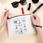 Personalised Cute Kentucky Derby Coquette Bow Women Makeup Bag with Name and Wrist Strap Portable Travel Accessory Gift for Horse Lovers