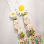 Personalisierte Blume hölzerne Perlen Name Lanyard mit Schlüsselring Dankbarkeit zurück zu Schule Geschenk für Lehrer