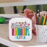 Personalisierte bunte Buch Wildblumen Schmetterling Schmuck-Box mit Namen zurück zu Schule Dankbarkeit Geschenk für Lehrer